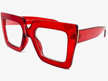 Oversized Classic Vintage Retro Style Clear Lens EYEGLASSES Large Square Red Frame 2058