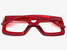 Oversized Classic Vintage Retro Style Clear Lens EYEGLASSES Large Square Red Frame 2058