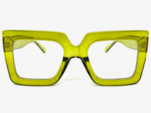 Oversized Classic Vintage Retro Style Clear Lens EYEGLASSES Large Square Green Frame 2058