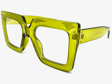Oversized Classic Vintage Retro Style Clear Lens EYEGLASSES Large Square Green Frame 2058