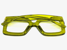 Oversized Classic Vintage Retro Style Clear Lens EYEGLASSES Large Square Green Frame 2058
