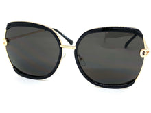 Classic Vintage Retro Style SUNGLASSES Square Black & Gold Frame 8860