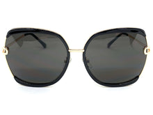 Classic Vintage Retro Style SUNGLASSES Square Black & Gold Frame 8860