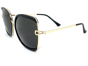 Classic Vintage Retro Style SUNGLASSES Square Black & Gold Frame 8860