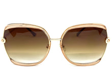 Classic Vintage Retro Style SUNGLASSES Square Nude & Gold Frame 8860