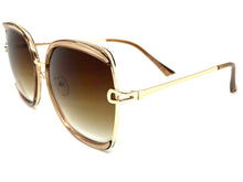 Classic Vintage Retro Style SUNGLASSES Square Nude & Gold Frame 8860