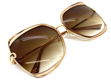 Classic Vintage Retro Style SUNGLASSES Square Nude & Gold Frame 8860