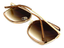 Classic Vintage Retro Style SUNGLASSES Square Nude & Gold Frame 8860