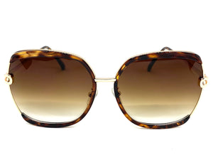 Classic Vintage Retro Style SUNGLASSES Square Nude & Gold Frame 8860