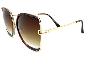 Classic Vintage Retro Style SUNGLASSES Square Nude & Gold Frame 8860