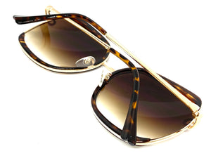 Classic Vintage Retro Style SUNGLASSES Square Nude & Gold Frame 8860