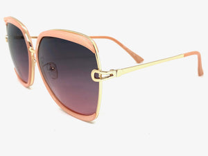 Classic Vintage Retro Style SUNGLASSES Square Pink & Gold Frame 8860