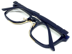 Classic Vintage Retro Style Clear Lens EYEGLASSES Square Blue Frame 89399