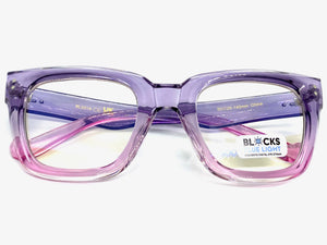 Classic Vintage Retro Style Blue Light Blocking Computer EYEGLASSES Large Thick Purple Frame 2018