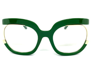 Oversized Vintage Retr Style Clear Lens with Slight Tint SUNGLASSES Green Frame E1917