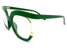 Oversized Vintage Retr Style Clear Lens with Slight Tint SUNGLASSES Green Frame E1917