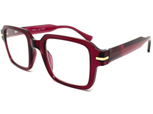 Classic Vintage Retro Style READING GLASSES READERS Square Boysenberry Frame R297