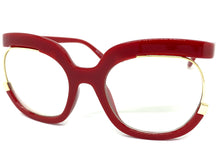 Oversized Vintage Retr Style Clear Lens with Slight Tint SUNGLASSES Red Frame E1917