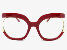 Oversized Vintage Retr Style Clear Lens with Slight Tint SUNGLASSES Red Frame E1917