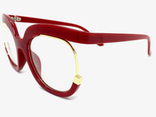 Oversized Vintage Retr Style Clear Lens with Slight Tint SUNGLASSES Red Frame E1917