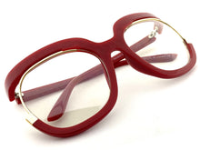 Oversized Vintage Retr Style Clear Lens with Slight Tint SUNGLASSES Red Frame E1917