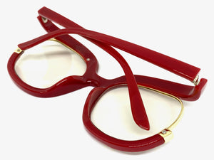 Oversized Vintage Retr Style Clear Lens with Slight Tint SUNGLASSES Red Frame E1917