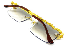 Classy Elegant Luxury Modern Style Slight Tint Lens SUNGLASSES Gold Rimless Frame E0938