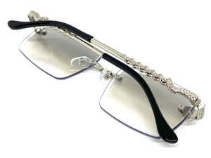 Classy Elegant Luxury Modern Style Slight Tint Lens SUNGLASSES Silver Rimless Frame E0938