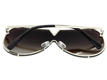 Oversized Sleek Modern Retro Shield Style SUNGLASSES Large Silver Frame 4624
