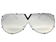 Oversized Sleek Modern Retro Shield Style SUNGLASSES Large Black Frame 4624