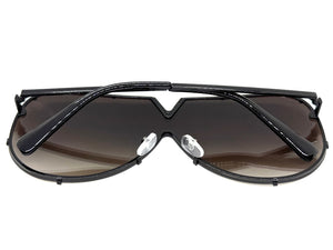 Oversized Sleek Modern Retro Shield Style SUNGLASSES Large Black Frame 4624