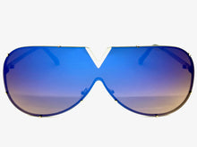 Oversized Sleek Modern Retro Shield Style SUNGLASSES Large Silver Frame 4624