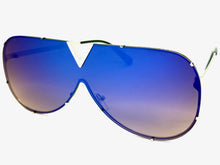 Oversized Sleek Modern Retro Shield Style SUNGLASSES Large Silver Frame 4624