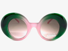 Oversized Exaggerated Vintage Retro Style SUNGLASSES Round Green & Pink Frame 1039