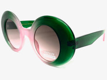 Oversized Exaggerated Vintage Retro Style SUNGLASSES Round Green & Pink Frame 1039