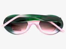 Oversized Exaggerated Vintage Retro Style SUNGLASSES Round Green & Pink Frame 1039