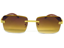 Men's Classy Elegant Sophisticated Style SUNGLASSES Gold & Wooden Frame E0957