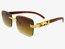 Men's Classy Elegant Sophisticated Style SUNGLASSES Gold & Wooden Frame E0957