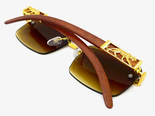 Men's Classy Elegant Sophisticated Style SUNGLASSES Gold & Wooden Frame E0957