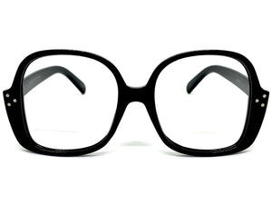 Oversized Classic Vintage Retro Style Large Square Black Lensless Eye Glasses- Frame Only NO Lens 80314