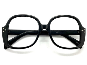 Oversized Classic Vintage Retro Style Large Square Black Lensless Eye Glasses- Frame Only NO Lens 80314