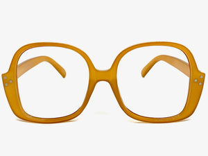 Oversized Classic Vintage Retro Style Large Square Caramel Lensless Eye Glasses- Frame Only NO Lens 80314