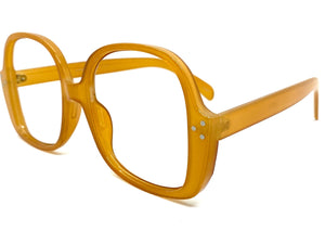 Oversized Classic Vintage Retro Style Large Square Caramel Lensless Eye Glasses- Frame Only NO Lens 80314