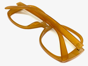 Oversized Classic Vintage Retro Style Large Square Caramel Lensless Eye Glasses- Frame Only NO Lens 80314