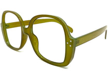 Oversized Classic Vintage Retro Style Large Square Olive Green Lensless Eye Glasses- Frame Only NO Lens 80314