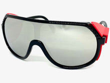 Oversized Retro Sporty Wrap Around Style SUNGLASSES Large Black Frame 30417