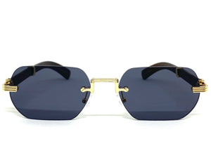 Classy Elegant Sophisticated Luxury Style SUNGLASSES Gold & Wooden Frame 27676