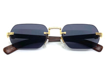 Classy Elegant Sophisticated Luxury Style SUNGLASSES Gold & Wooden Frame 27676