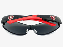 Classic Contemporary Modern Wrap Style SUNGLASSES Sleek Black & Red Frame 3734