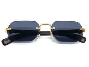 Classy Elegant Sophisticated Luxury Style SUNGLASSES Gold & Wooden Frame 27676